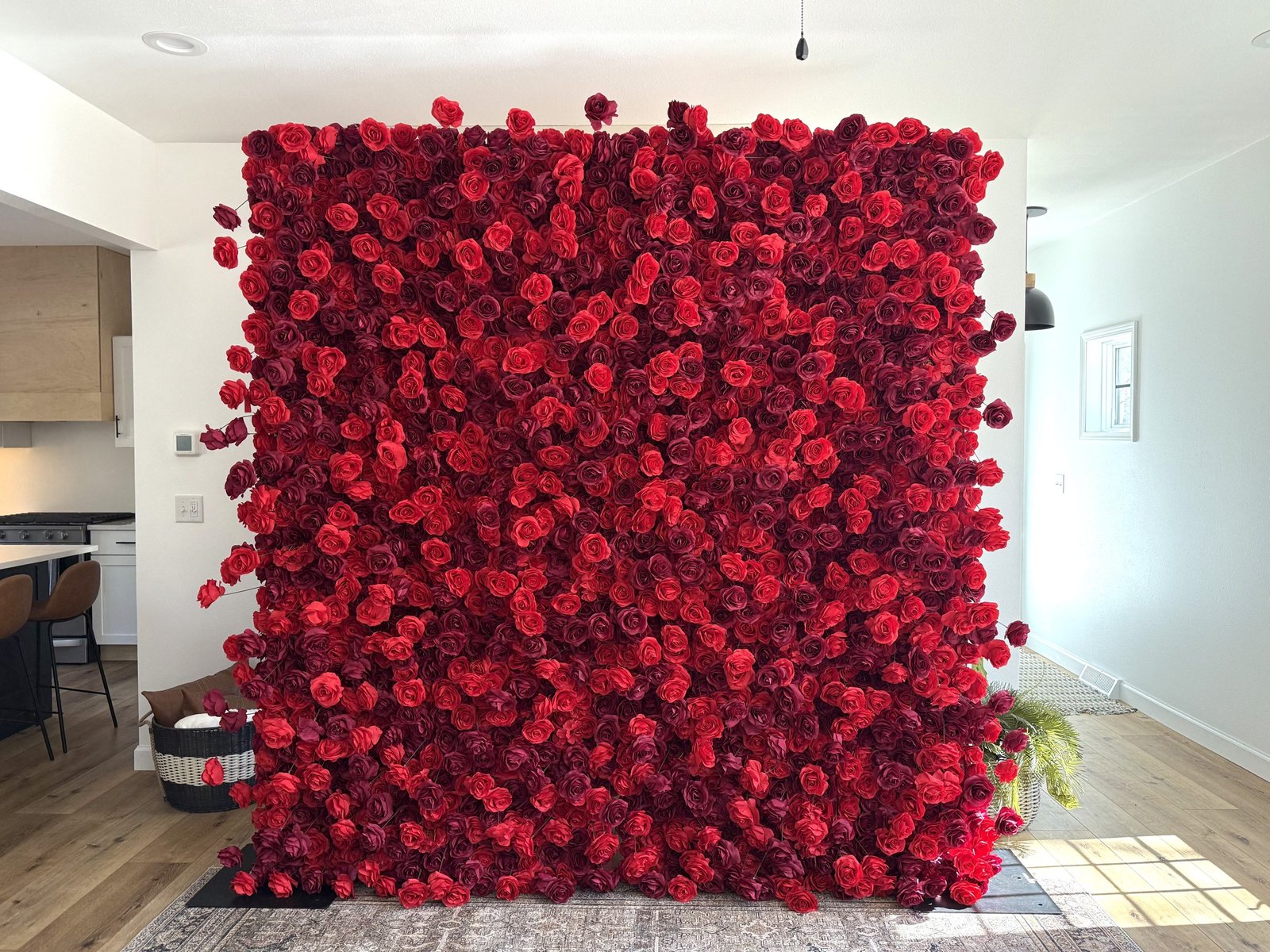 8ft x 8ft Red & Burgundy Rose Flower Wall